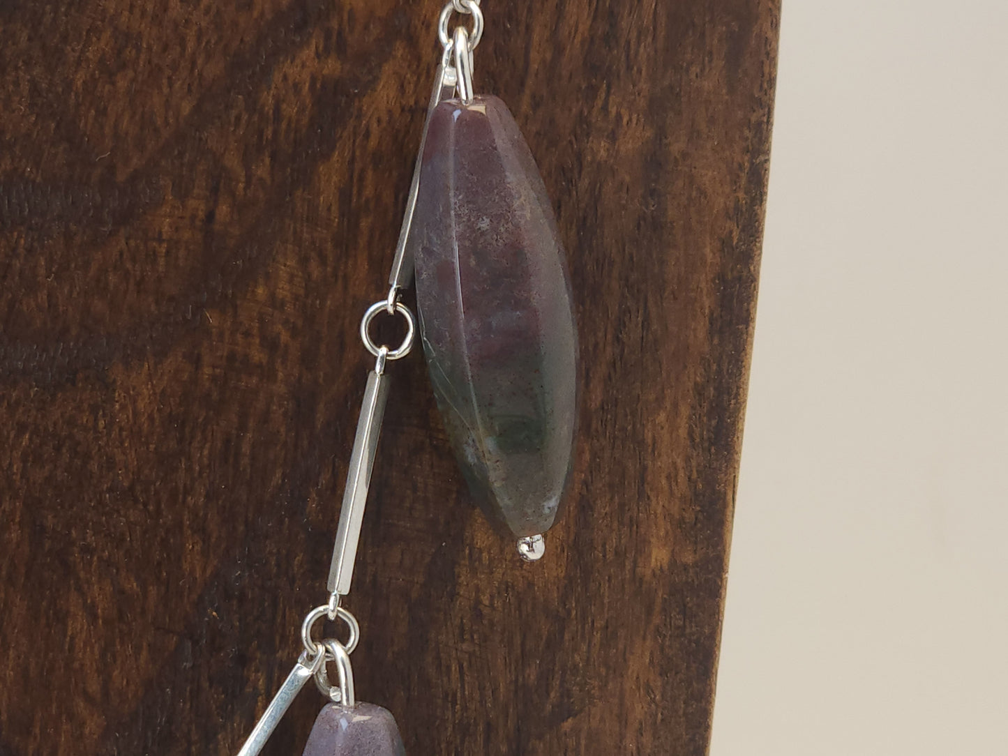 Fancy Jasper 5 Stone Silver Necklace