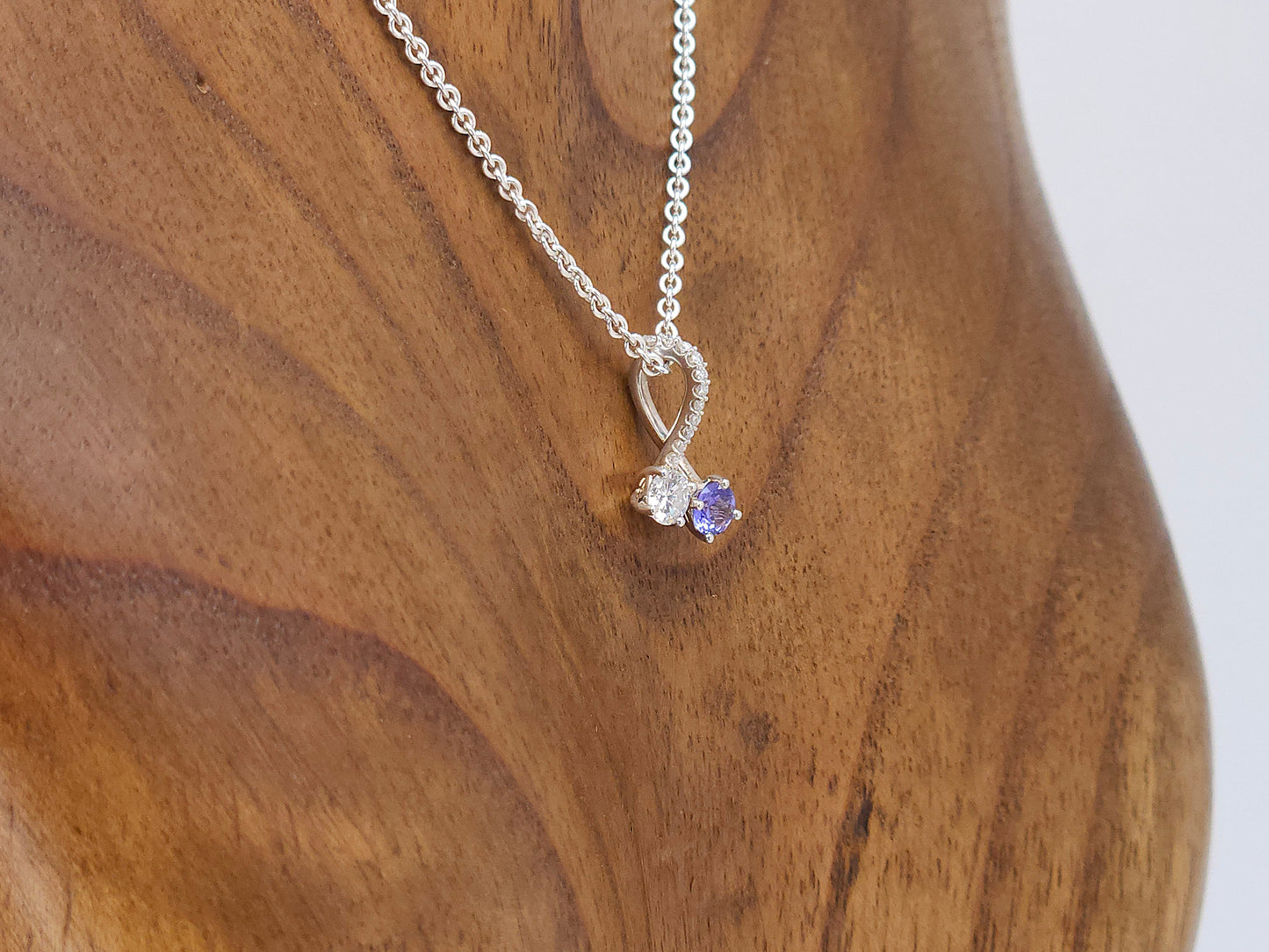 Diamond and Tanzanite Sterling Silver Pendant