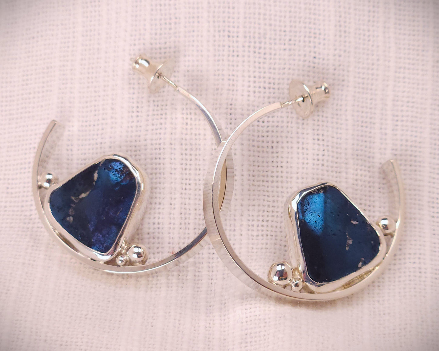 Covellite Flat Hoop Earrings