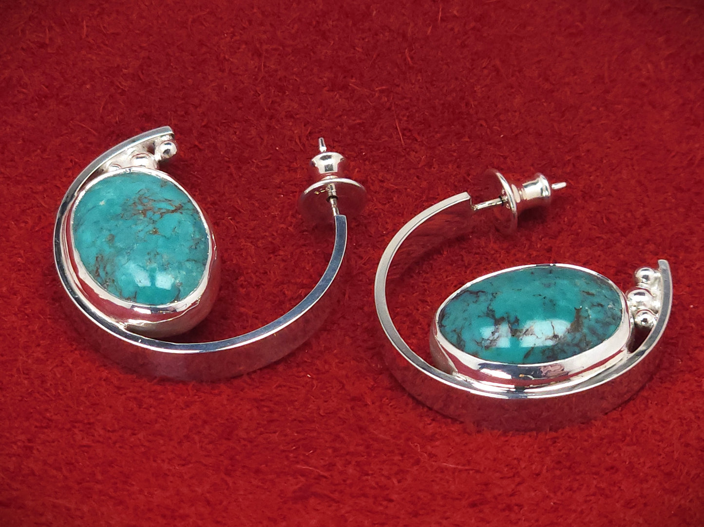 Turquoise Flat Hoop Earrings