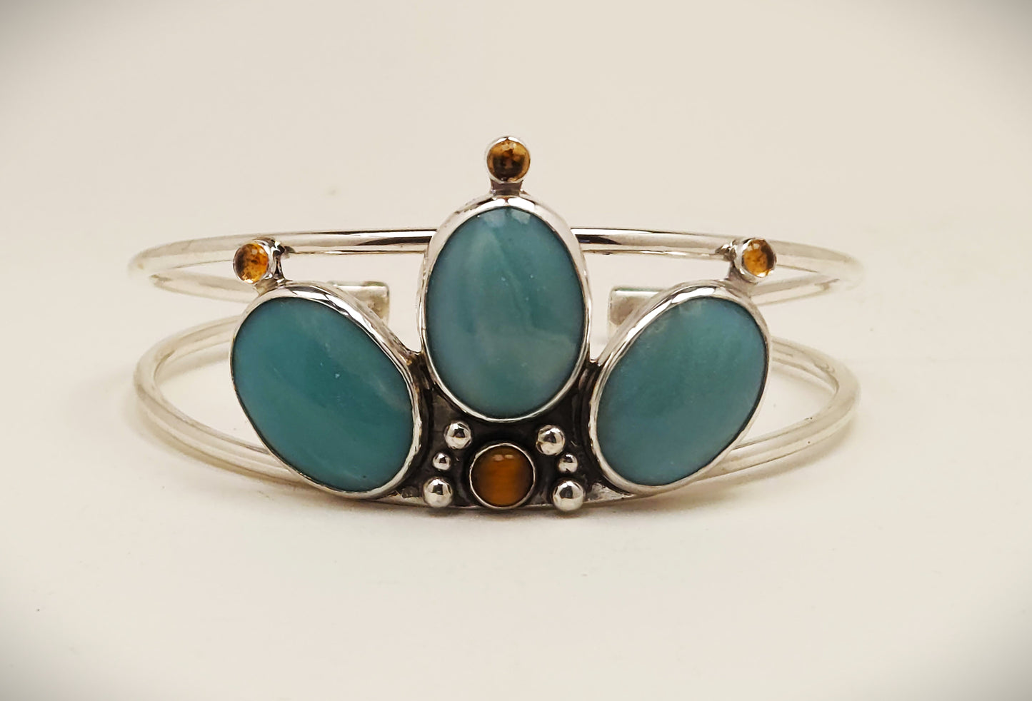 Amazonite & Citrine Sterling Silver Cuff