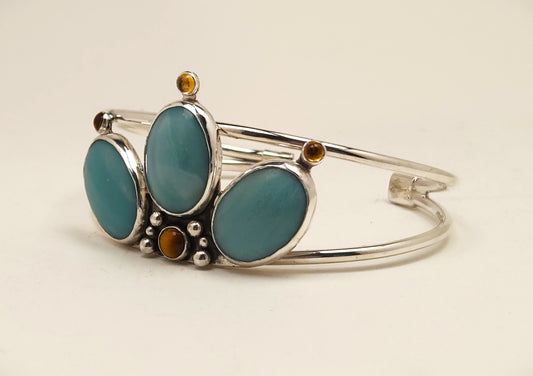 Amazonite & Citrine Sterling Silver Cuff