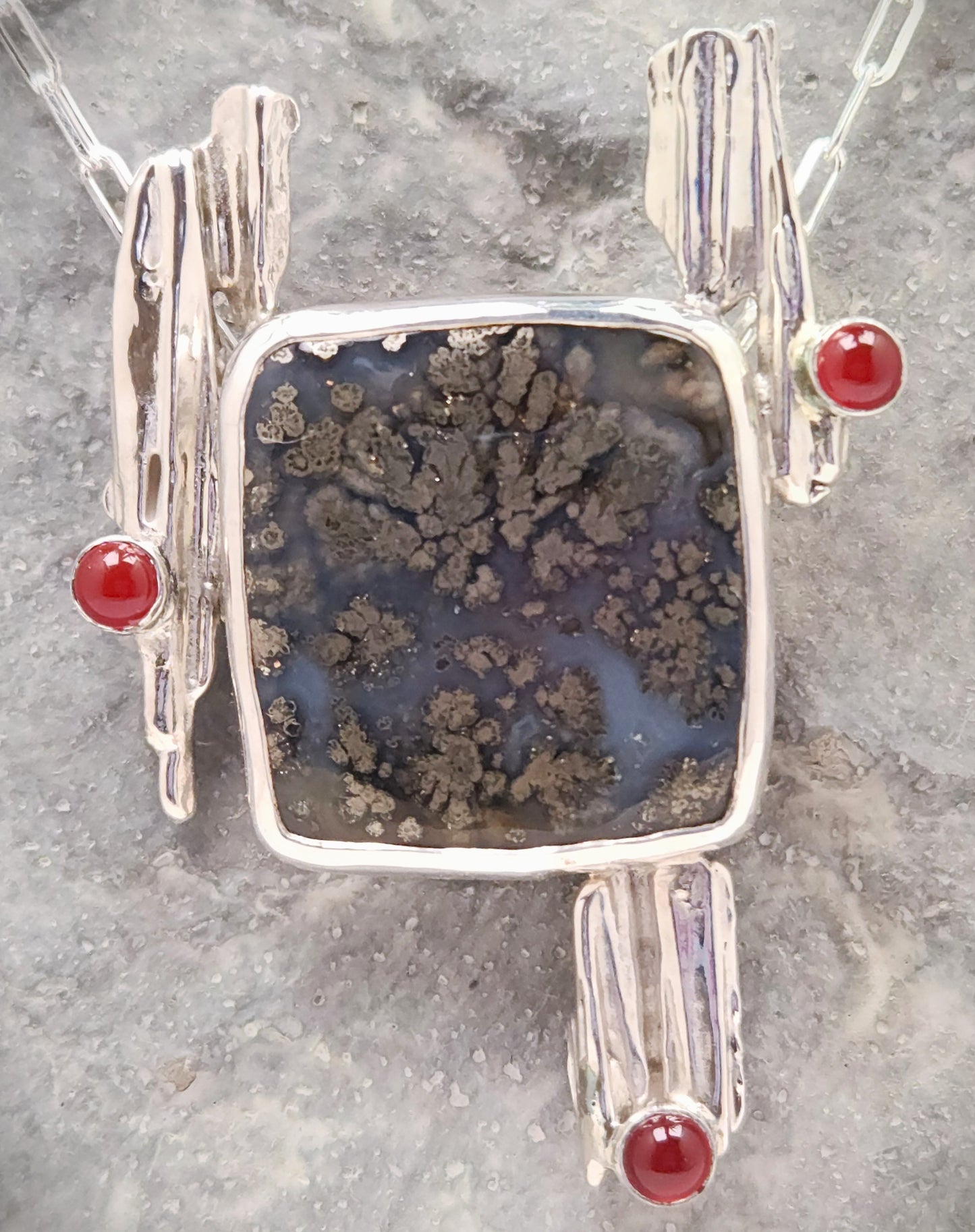 Nipomo Marcasite Agate Broomcast Pendant