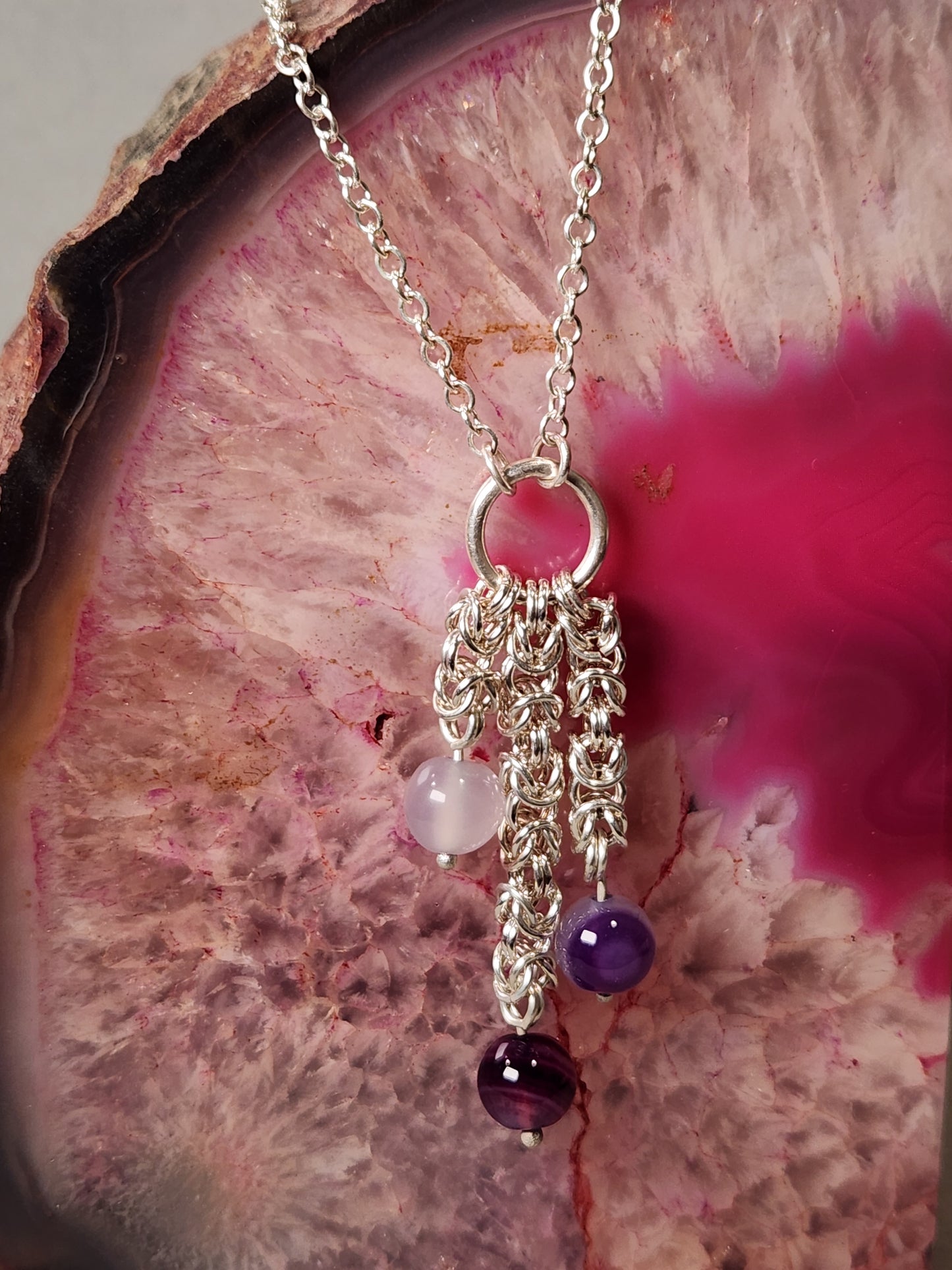 Amethyst Byzantine Chain Pendant - "Baccus in Chains"