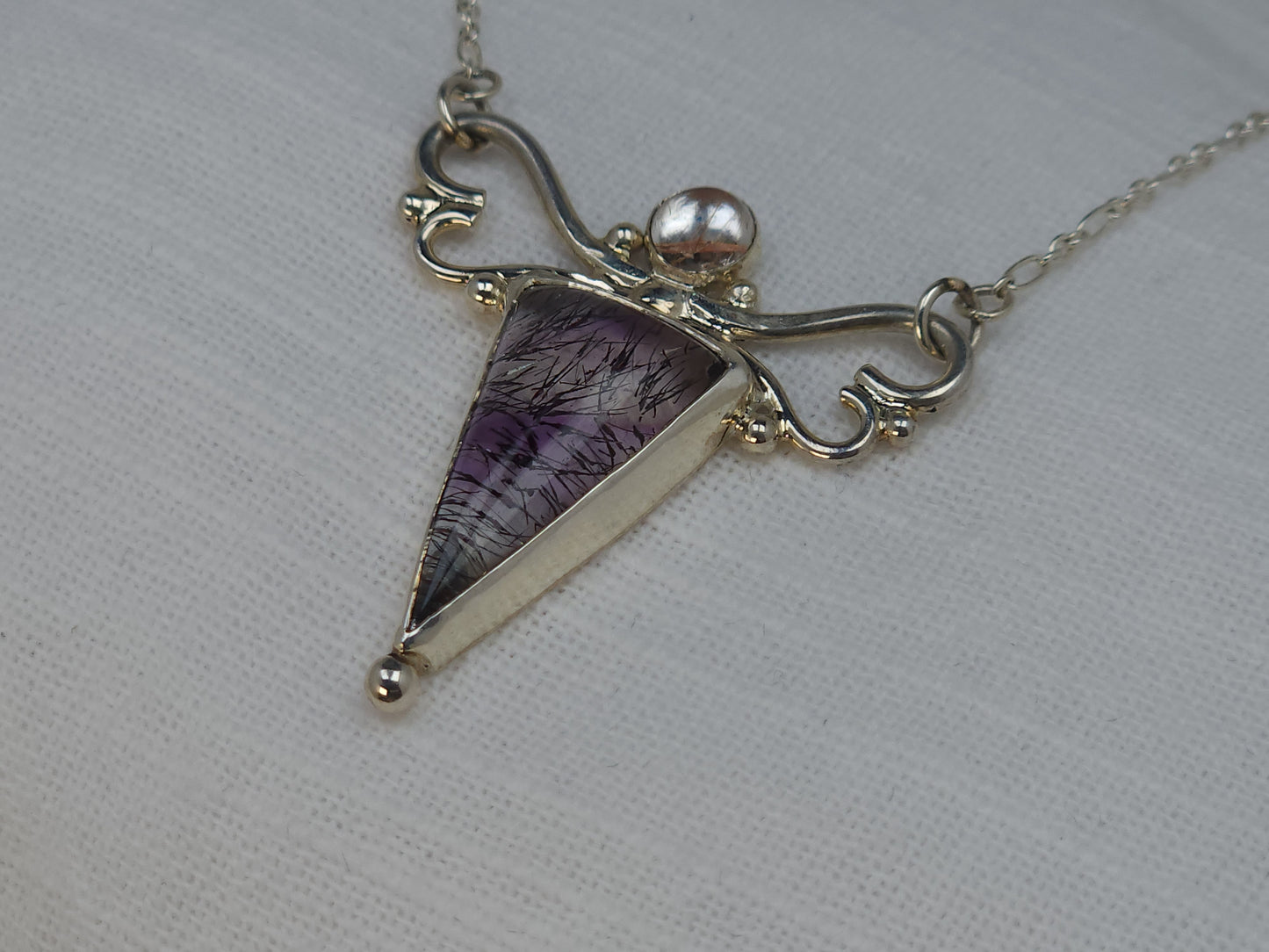 Lepidocrocite "Strawberry" Quartz and Rutilated Quartz Pendant