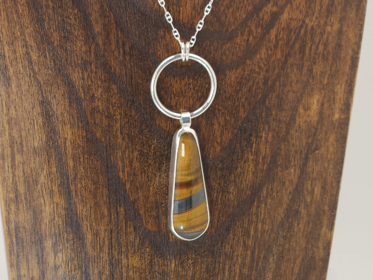 Tiger Iron Silver Ring and Drop Pendant