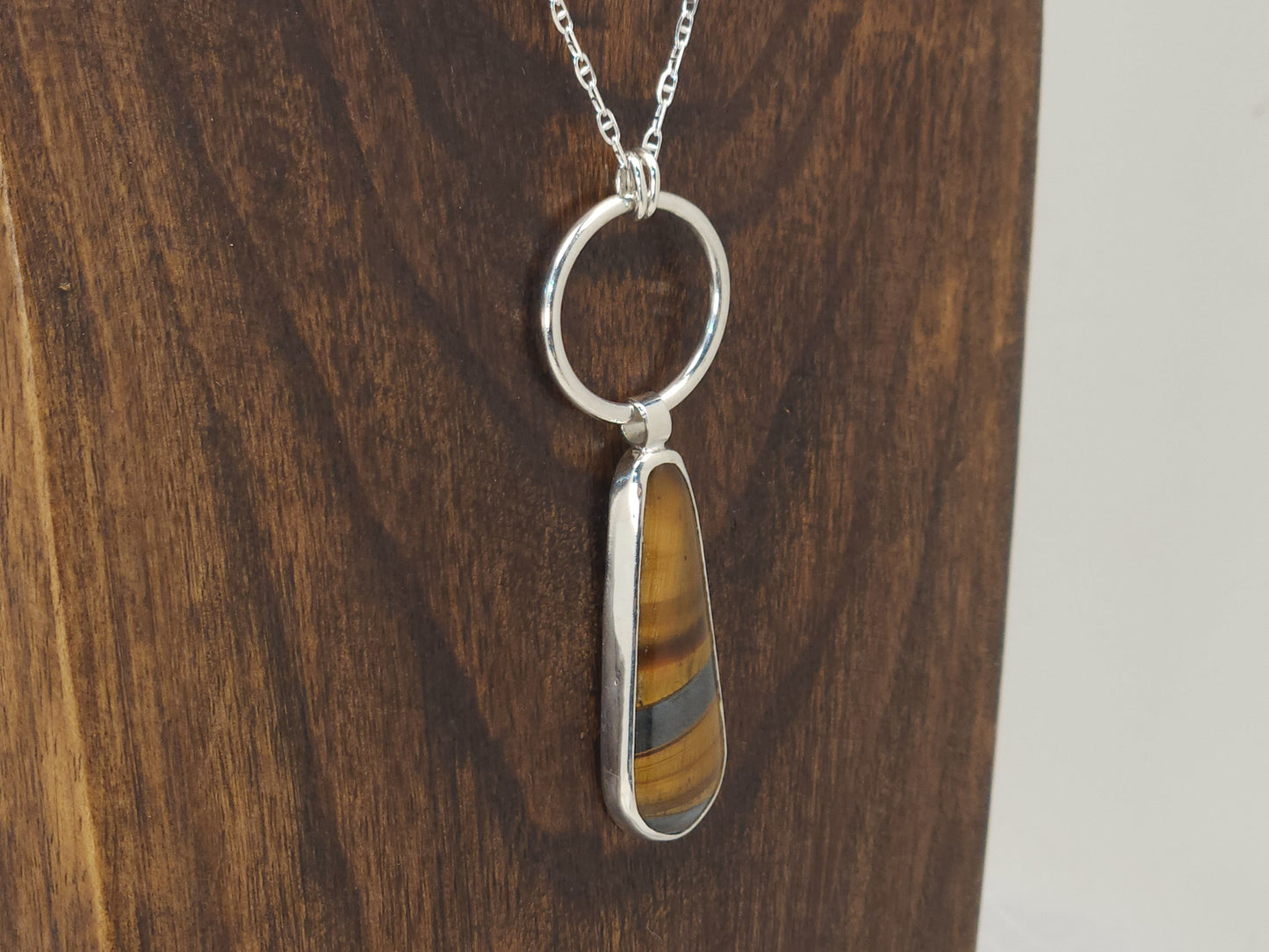 Tiger Iron Silver Ring and Drop Pendant