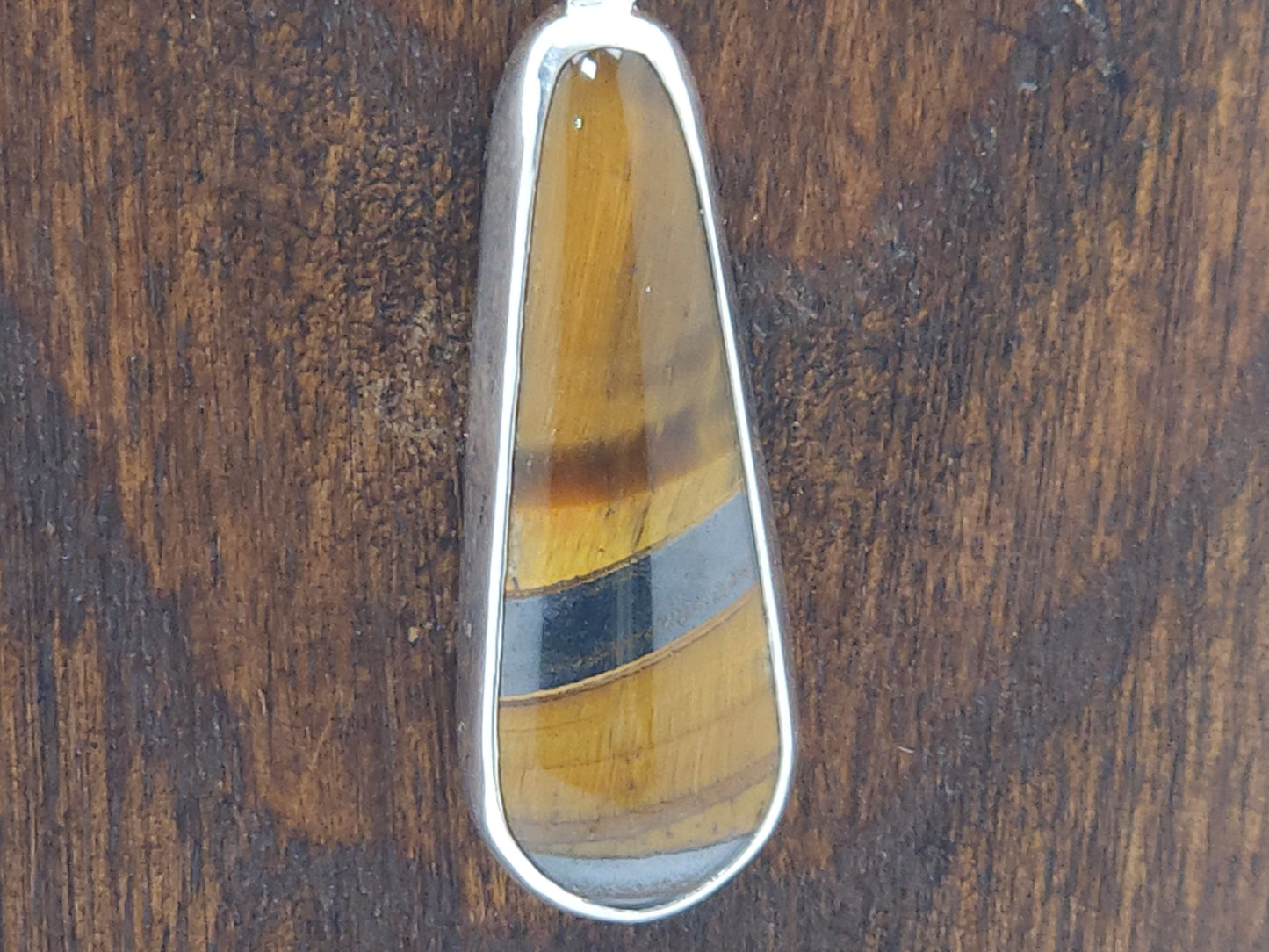 Tiger Iron Silver Ring and Drop Pendant