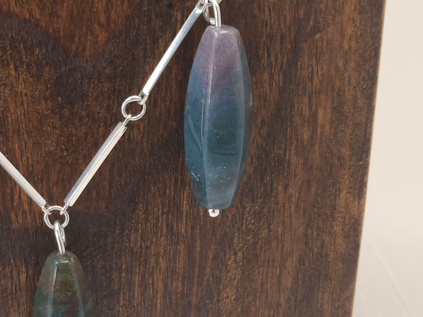 Fancy Jasper 5 Stone Silver Necklace