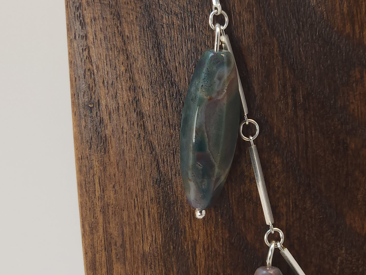 Fancy Jasper 5 Stone Silver Necklace