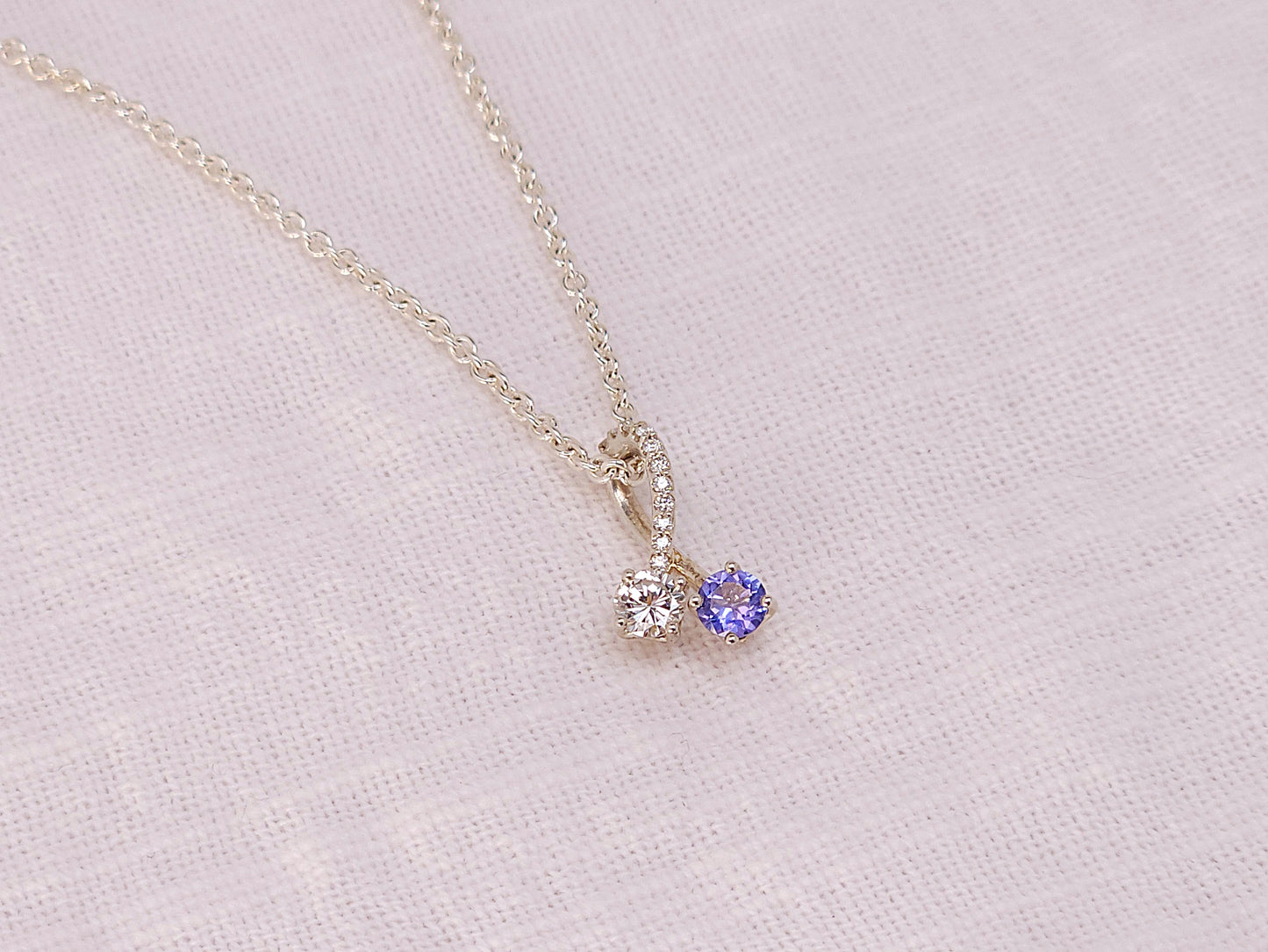 Diamond and Tanzanite Sterling Silver Pendant