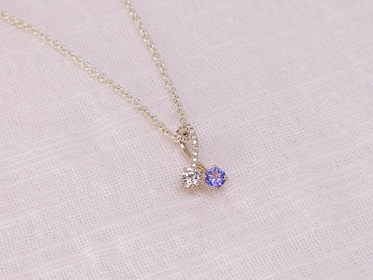 Diamond and Tanzanite Sterling Silver Pendant