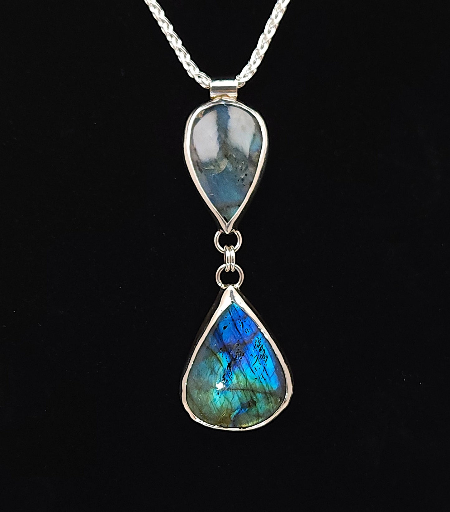 Labradorite Teardrop Silver Pendant