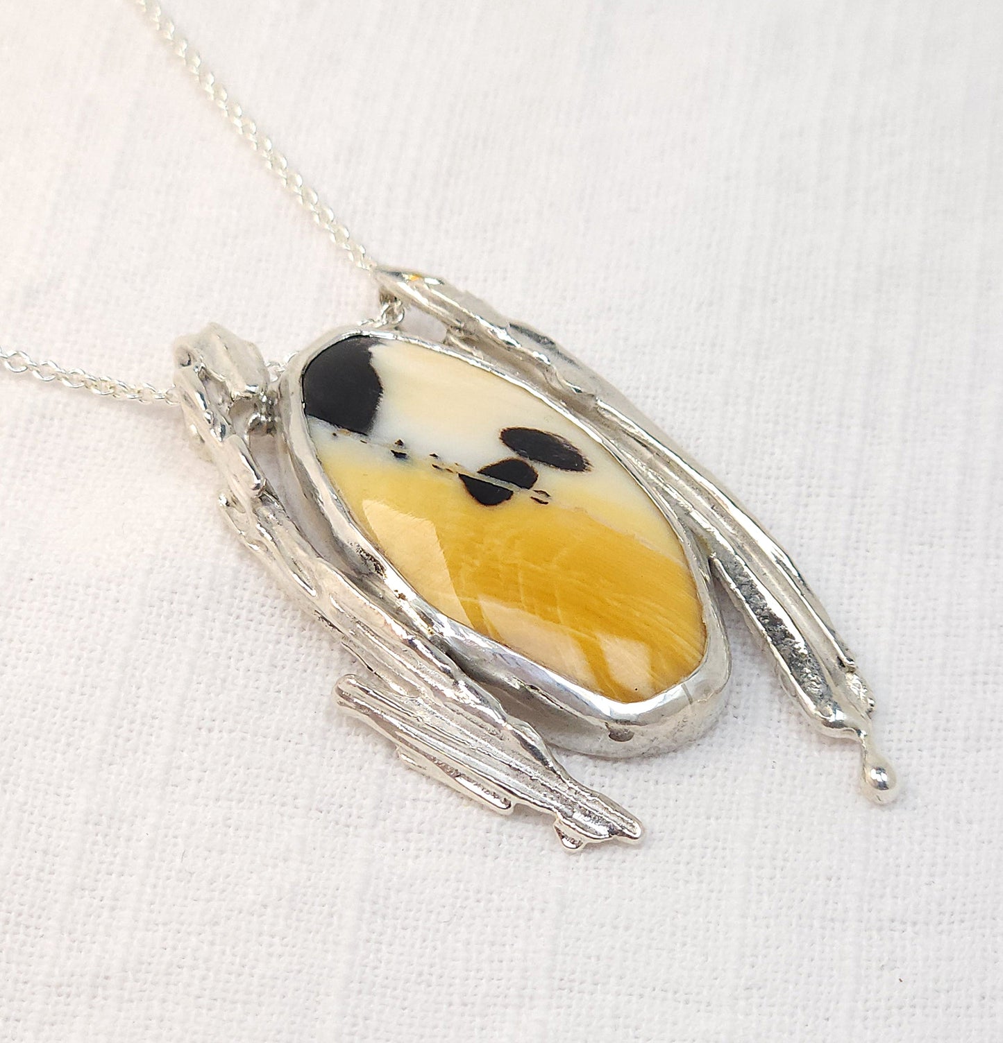 Petrified Wood Broomcast Silver Pendant