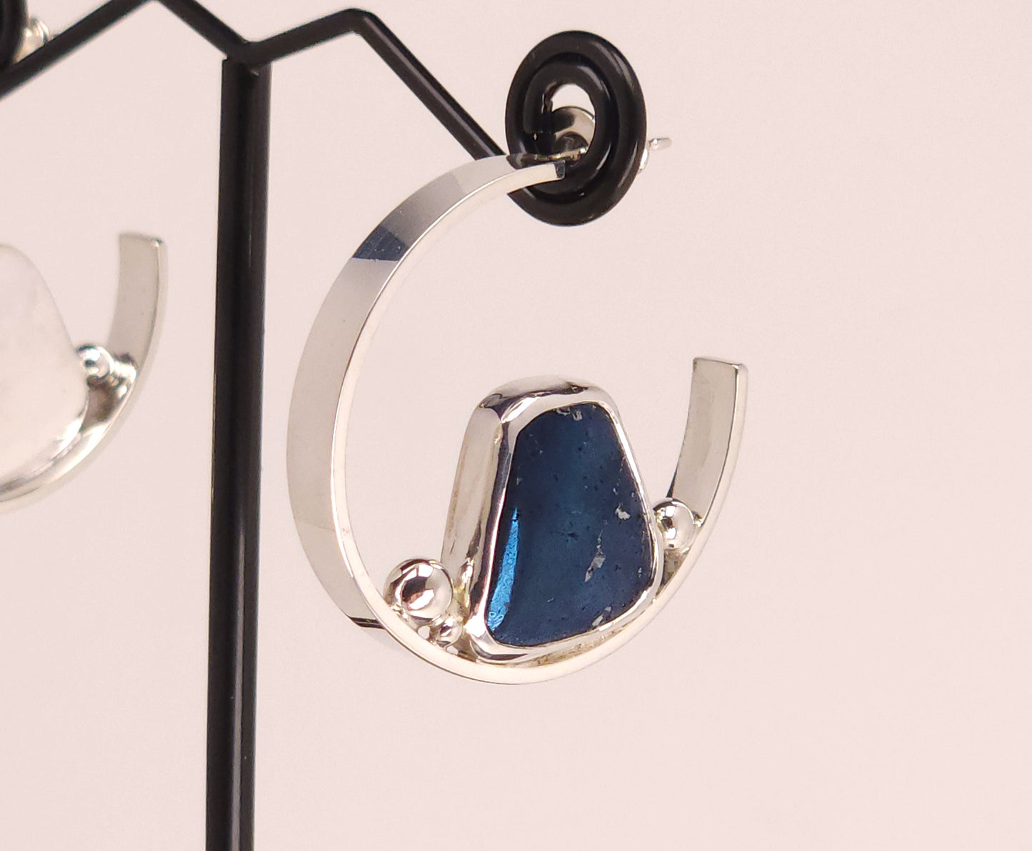 Covellite Flat Hoop Earrings