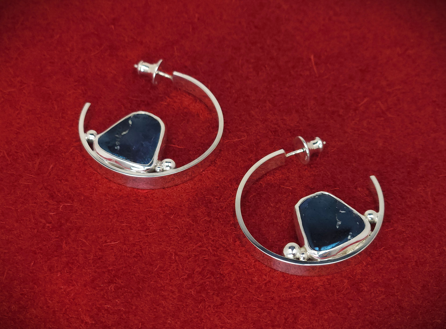 Covellite Flat Hoop Earrings