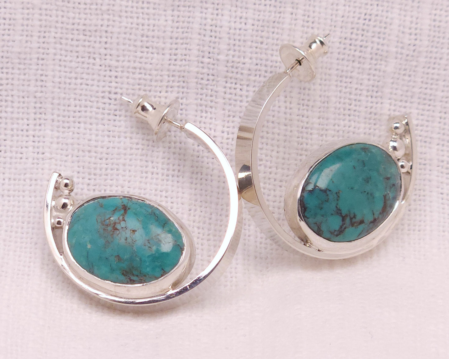 Turquoise Flat Hoop Earrings
