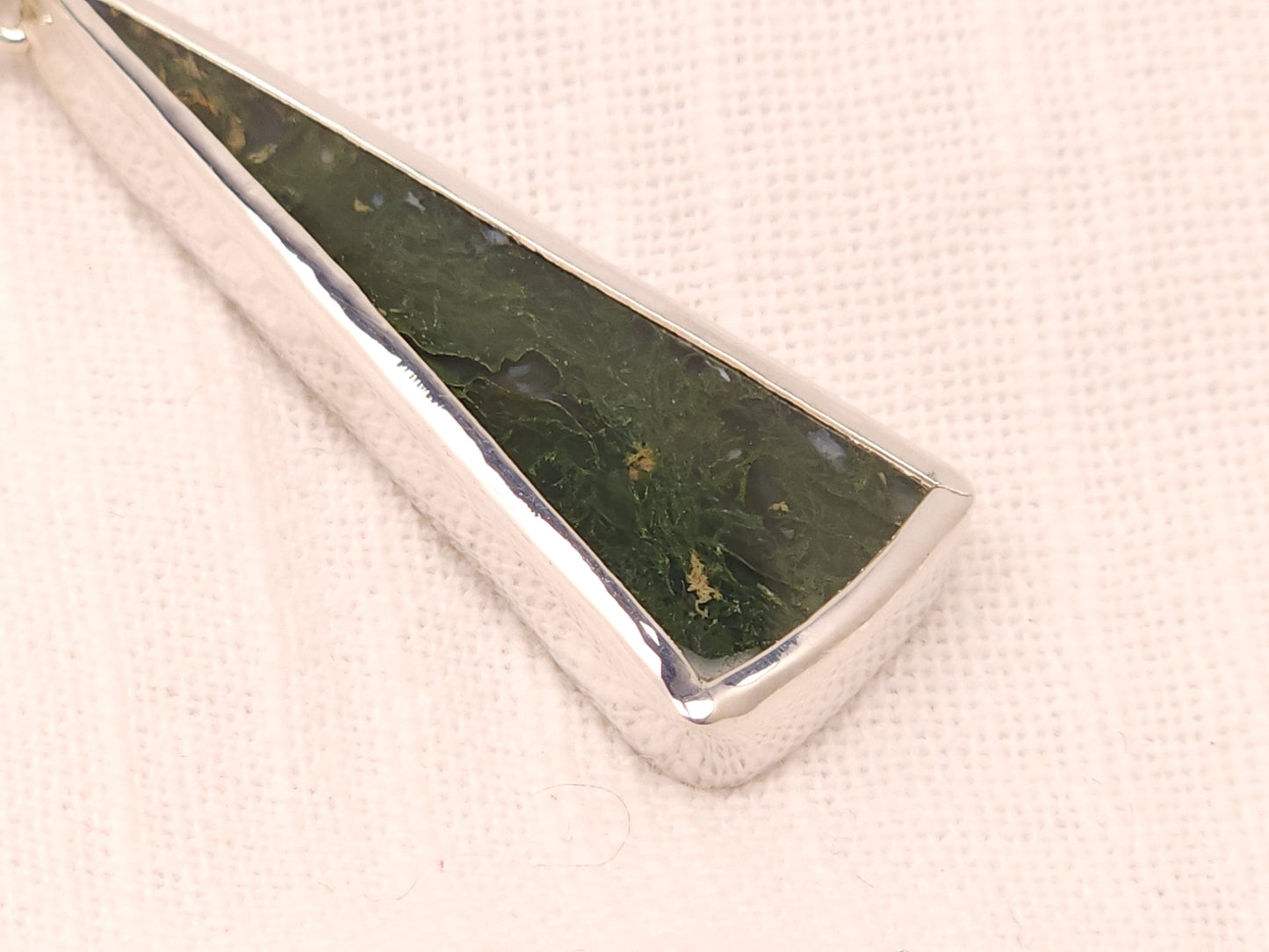 Moss Agate Silver Dangle Earrings
