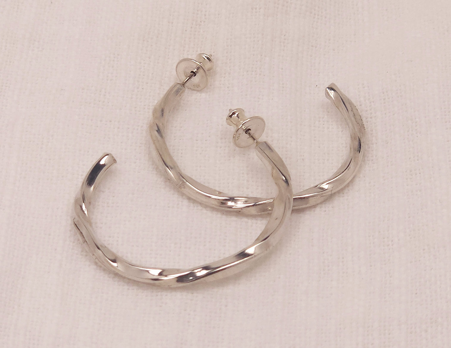 Sterling Silver Twisted Hoop Earrings