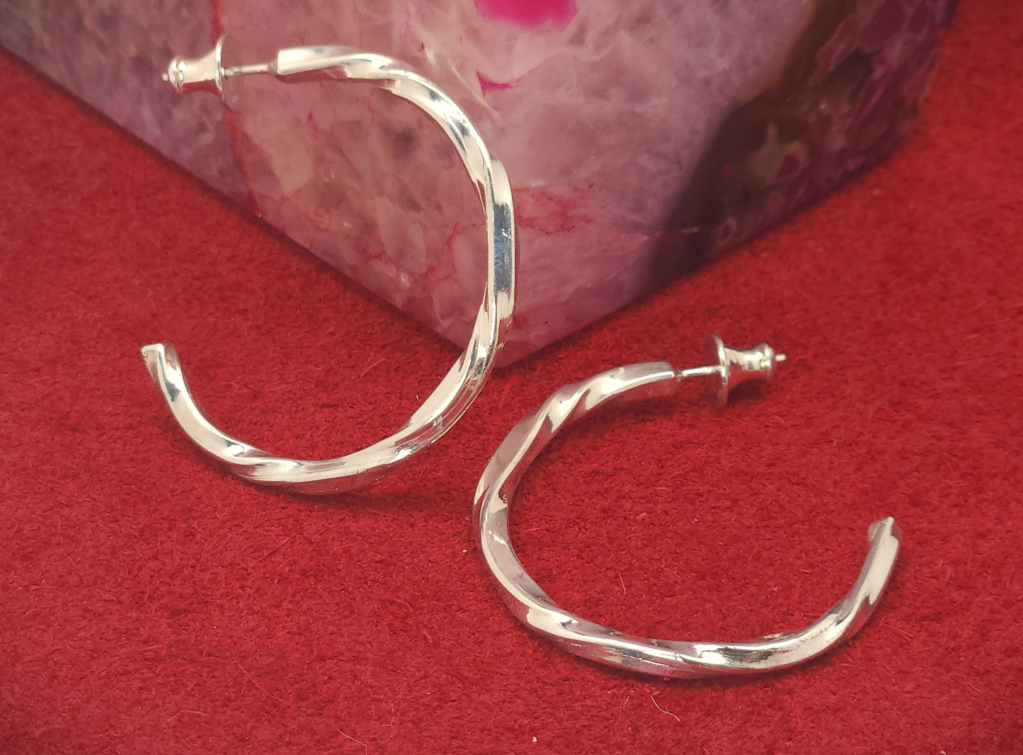 Sterling Silver Twisted Hoop Earrings