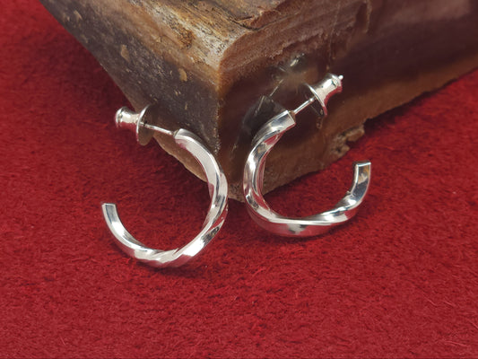 Sterling Silver Twisted Mini Hoop Earrings