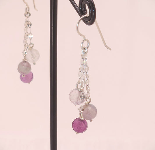 Rainbow Fluorite Trio Dangle Earrings