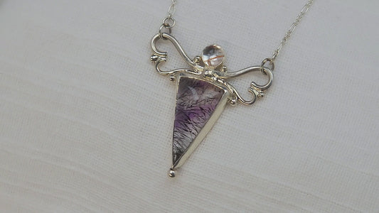 Lepidocrocite "Strawberry" Quartz and Rutilated Quartz Pendant