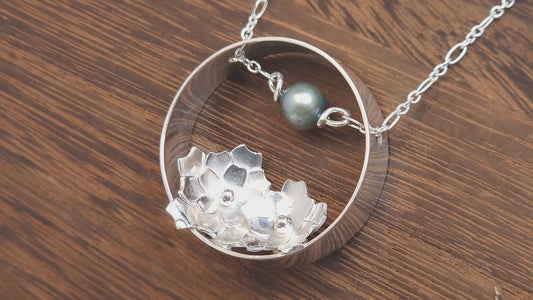 Floating Flower Freshwater Pearl and Sterling Silver Pendant